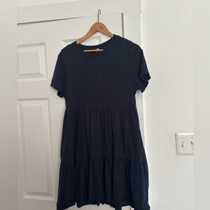 Black Tiered Short Sleeve Dress